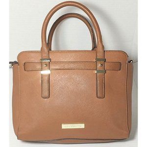 Liz Claiborne Purse Tan Faux Leather Handbag Shoulder Tote Bag w/ Dividers